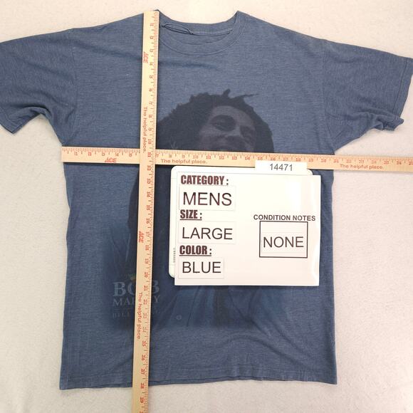 Bob Marley Band Short Sleeve Graphic Pullover T Shirt Mens Size Large L Blue - Picture 5 of 9